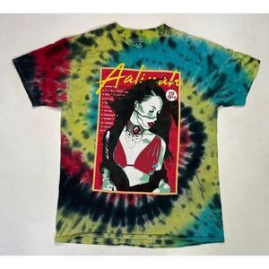 Aaliyah Graphic T-shirt Men Medium Oversize Multicolor Tie Dye Music